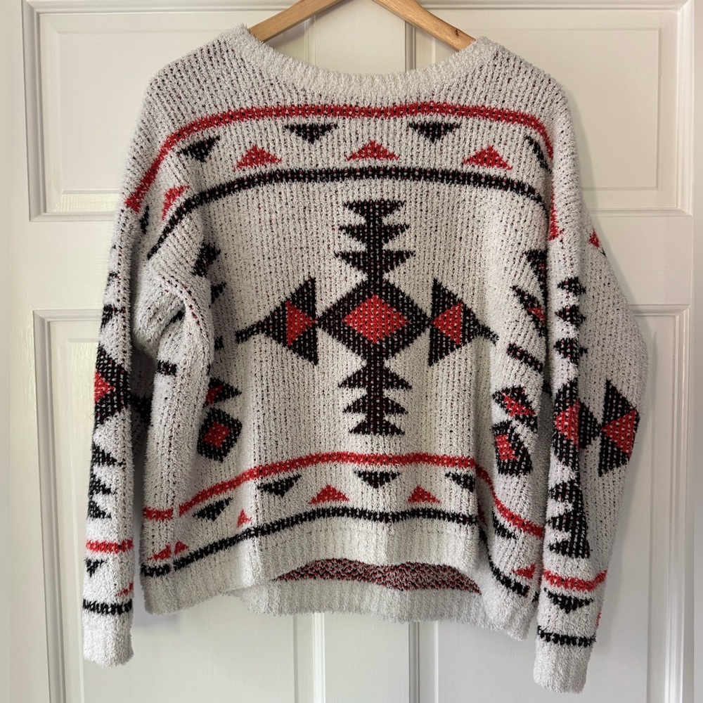 Fuzzy Geometric Sweater, Cropped